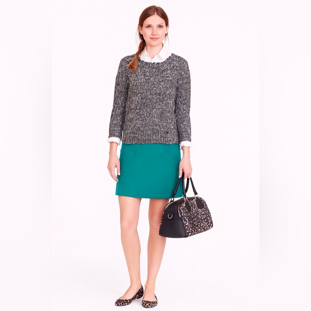 Like New J.Crew Double-Serge Wool Mini Skirt Festival Green | 8 | MSRP $98